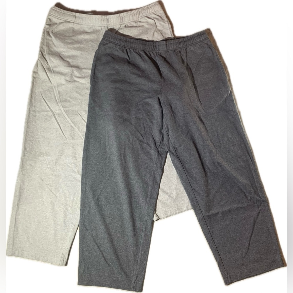 Lands End Gray and Light Gray Jersey Knit Pant / Lounge Pants Set